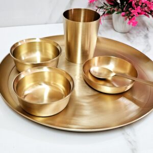 100% Pure Bronze Thali Set Matt Taper