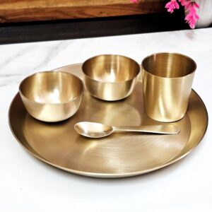 100% Baby Bronze Thali Set Matt Taper