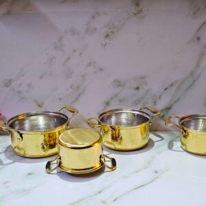 S/4 100% Pure Brass Hammered Sauce Pan with Tin Inside
