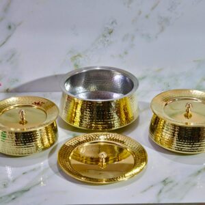 Brass Hammered Biryani Handi with Lid
