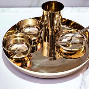 Bronze / Kansa 11.25” Inch Thali set 6 Pcs, Gloss Finish