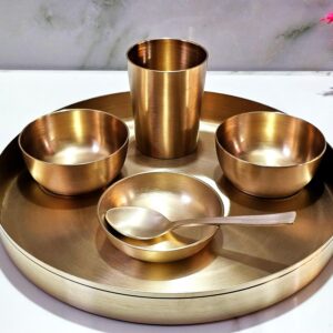 Bronze / Kansa 12” Inch Thali Dinner Thali Set of 6 Pieces Matt Finish