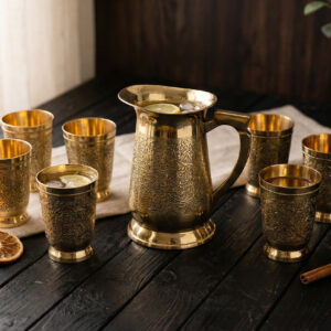 100% Pure Brass Etched Lemon Set