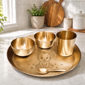 100% Baby Bronze Thali Set Matt Taper