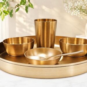 Bronze / Kansa 12” Inch Thali Dinner Thali Set of 6 Pieces Matt Finish