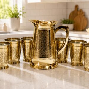 100% Pure Brass Etched Lemon Set