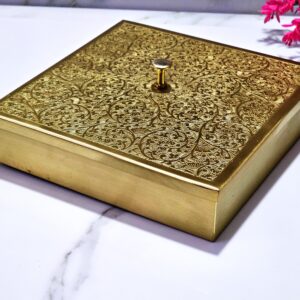 100% Pure Brass Kitchen Spice Box Square with detachable Containers