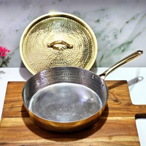 Brass Fry Pan with Lid & Tin Coating