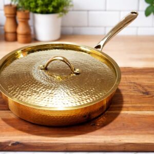 Brass Fry Pan with Lid & Tin Coating