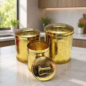 Brass Hammered Storage Container