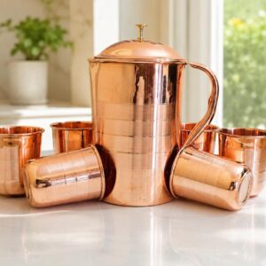 Copper Jug with set of 6 Glass.